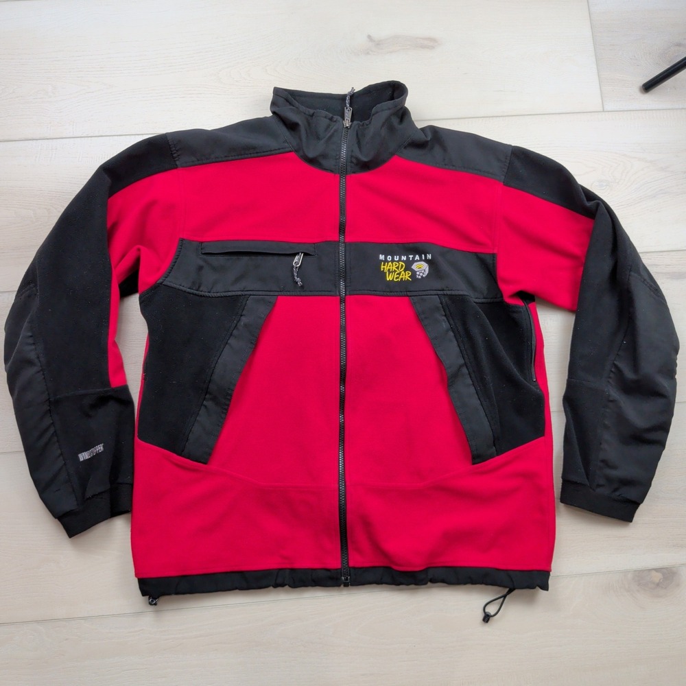 Mountain Hardwear Windstopper Tech Jacket Mens L Full Zip Racer Red Black